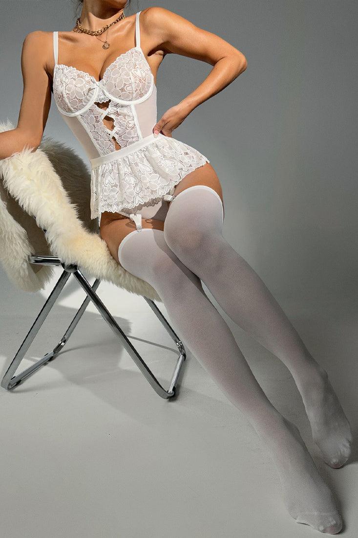 Bodysuit Dames Kant – Wit Met Tutu En Mesh – Verleidelijke Shaping & Comfort