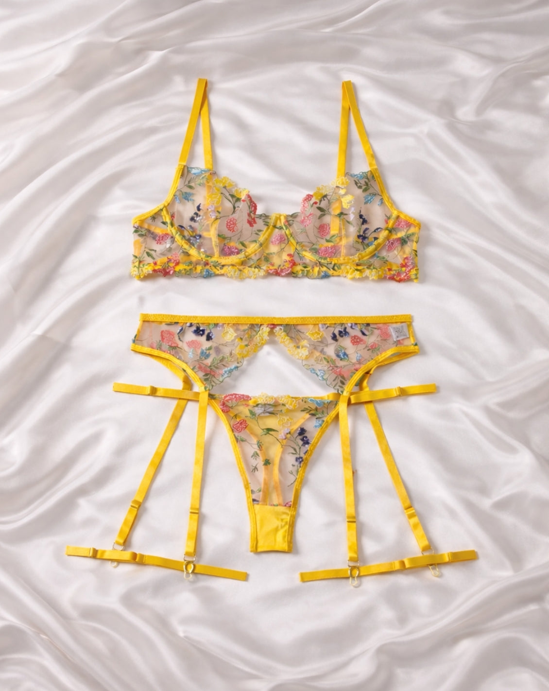 LÉA - Lingerieset Dames Kant – Met Bloementuin-Motief – Elegante Set met Sensuele Look