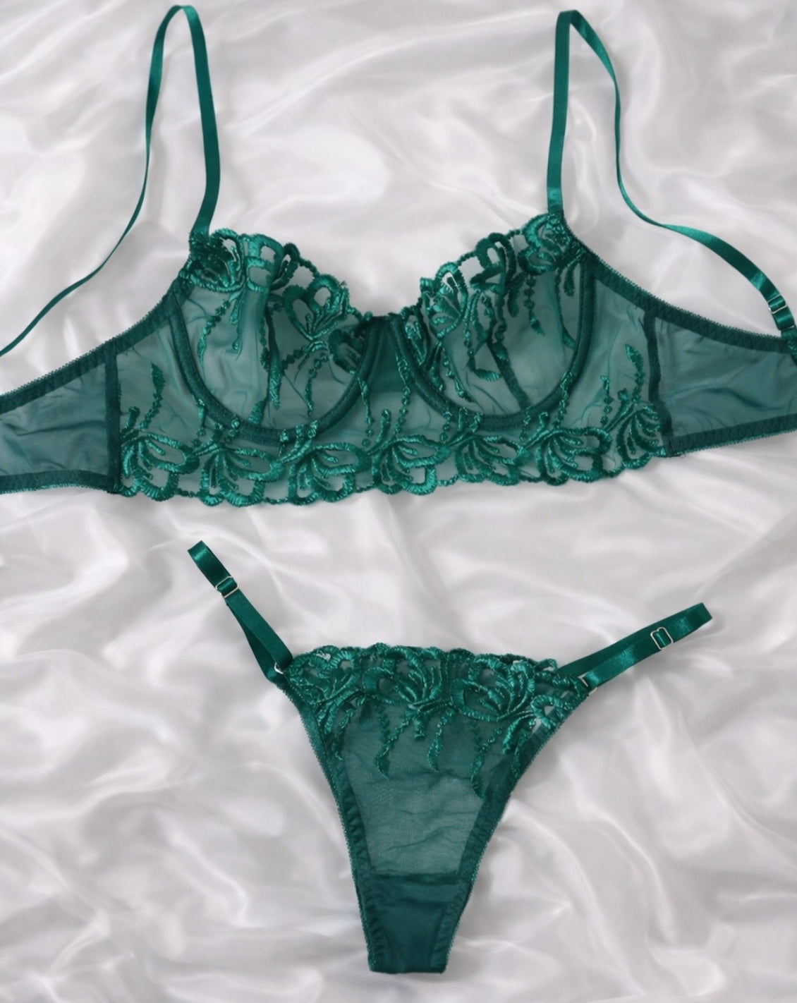 ELORA - Lingerieset Dames Kant – Smaragdgroen – Verfijnde Set & Vrouwelijke Pasvorm
