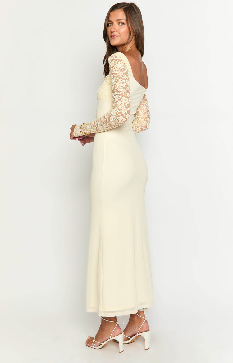 Dames Maxi Jurk | Kant Mouwen | Aansluitende Fit Met Sweetheart Hals