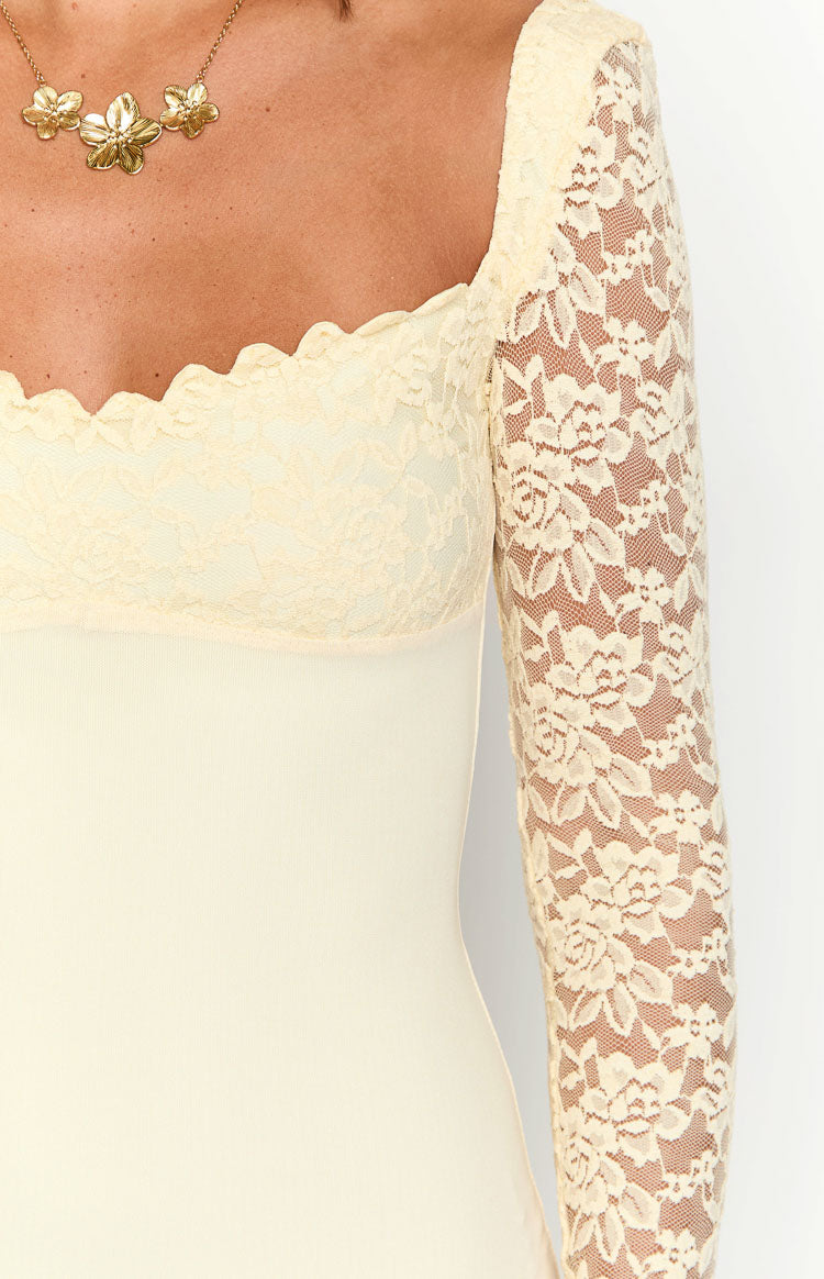 Dames Maxi Jurk | Kant Mouwen | Aansluitende Fit Met Sweetheart Hals