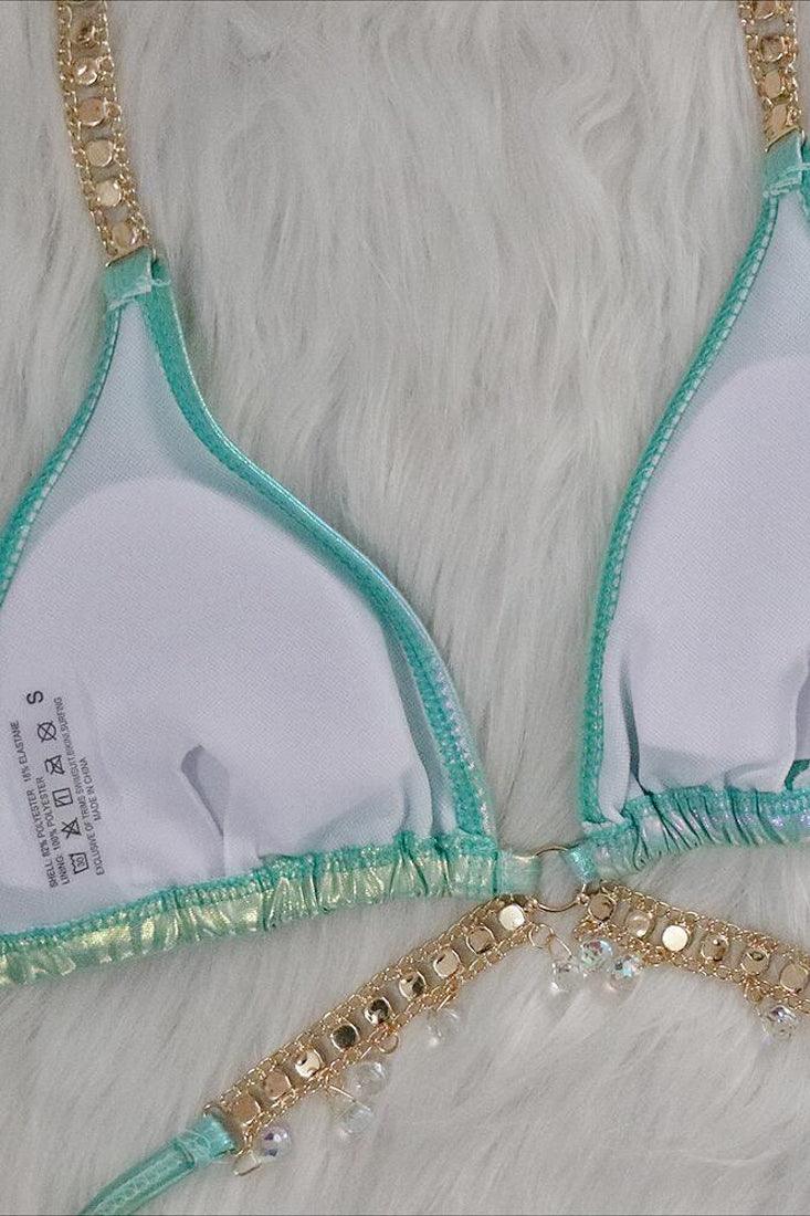 Groene Holografische Bikini Dames – Set met Zeester