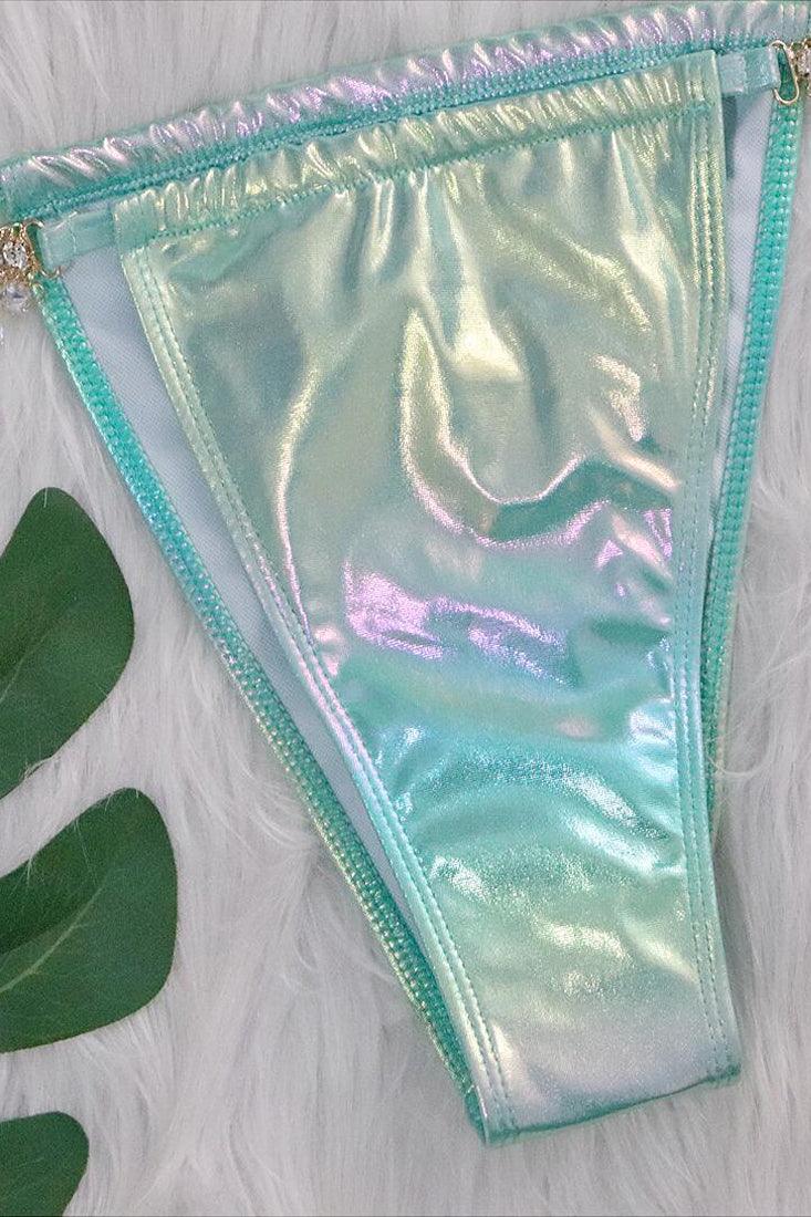 Groene Holografische Bikini Dames – Set met Zeester