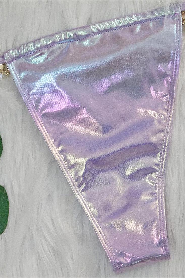 Paarse Holografische Bikini Dames – Set met Zeester
