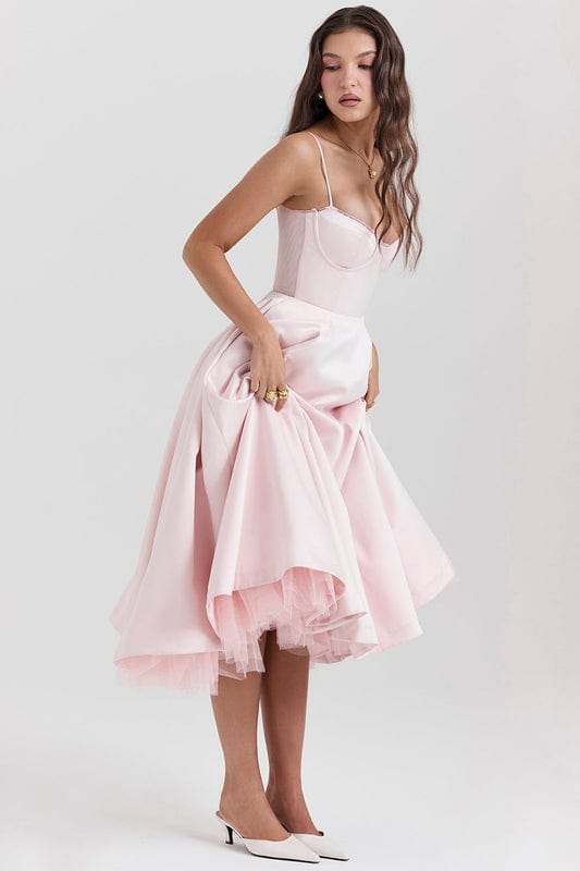 Midi Jurk met V-Hals en Taille Twist Detail