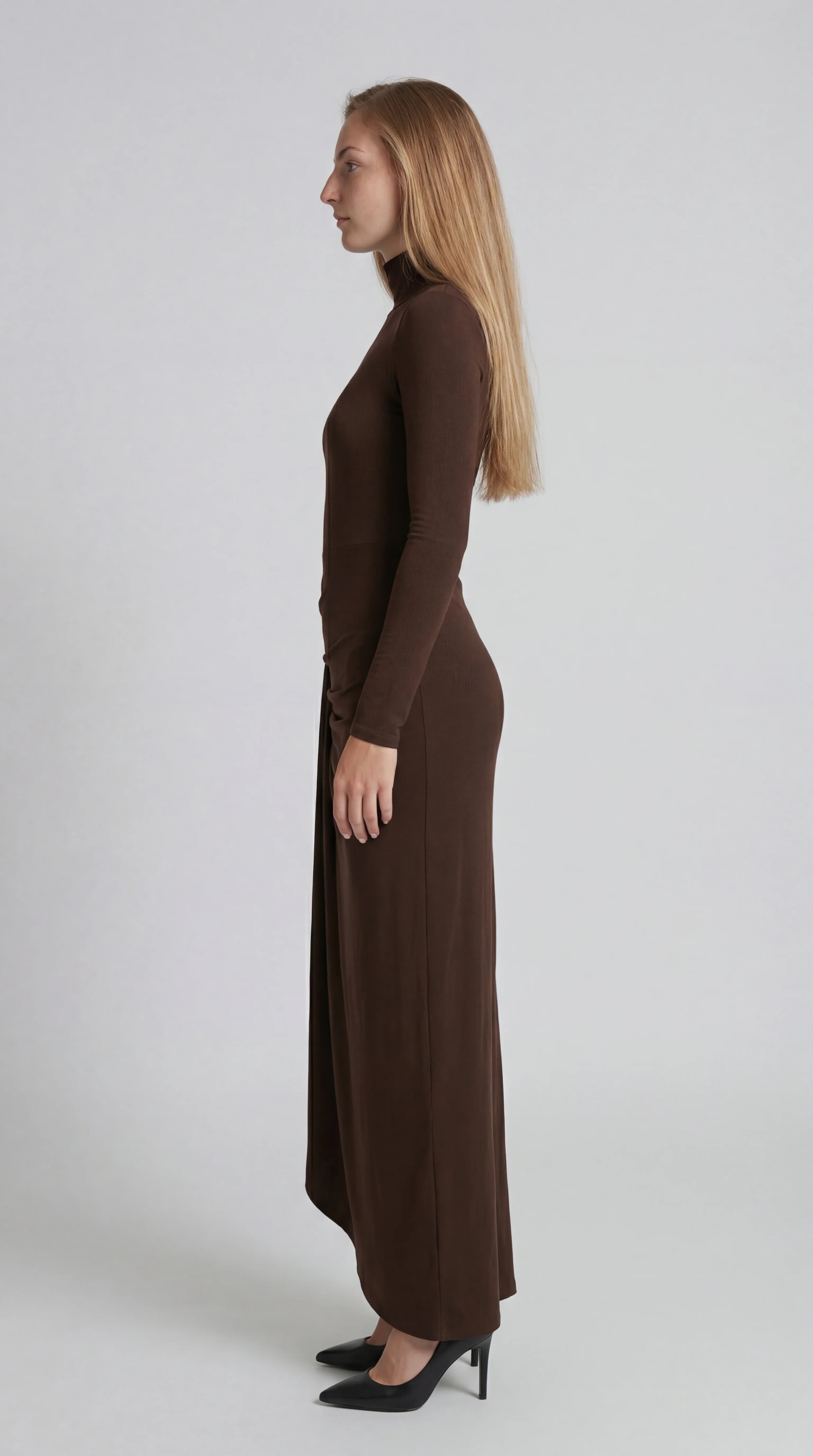 Asymmetrische Maxi Jurk Dames met Col Hals