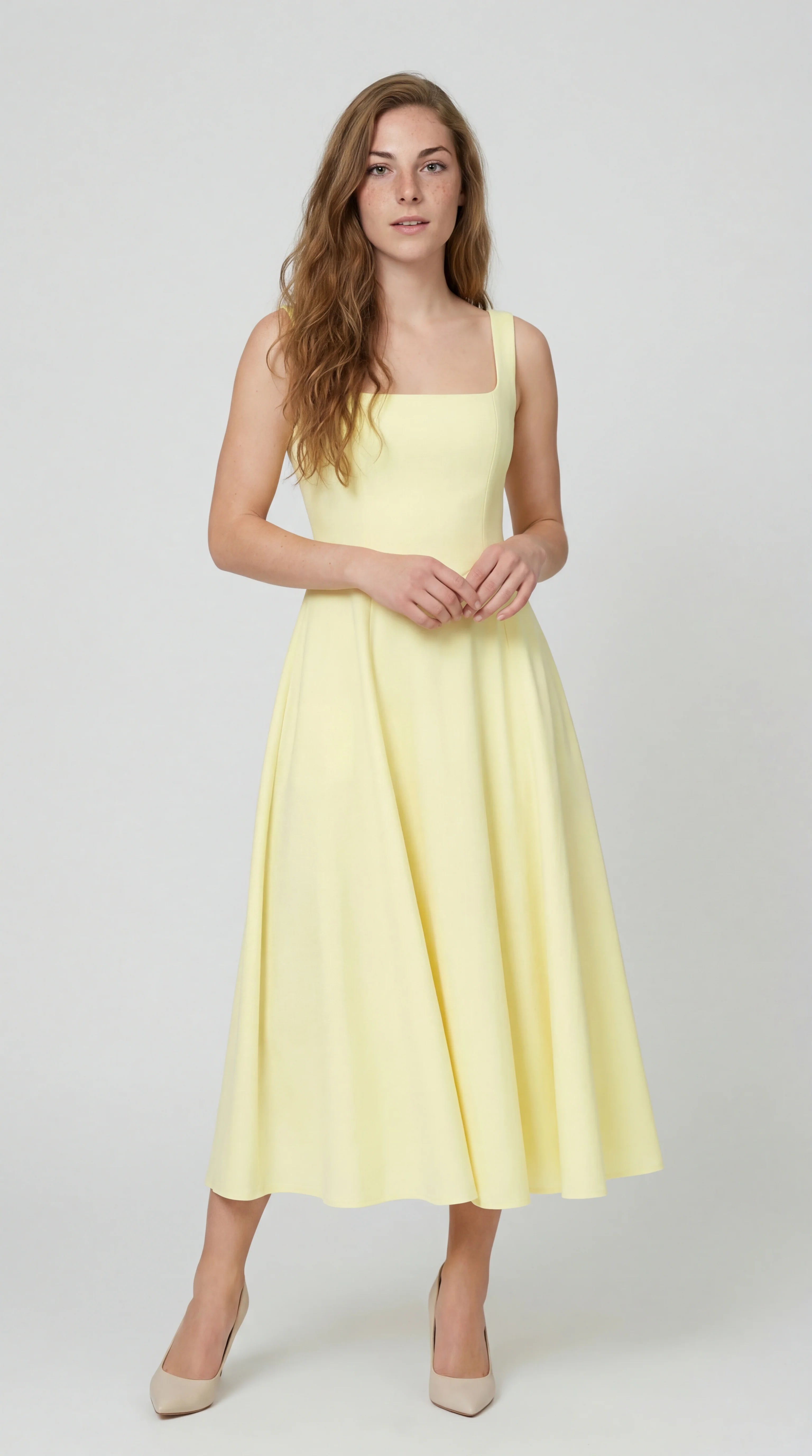Midi Jurk Bustier Top met Uitlopende Rok
