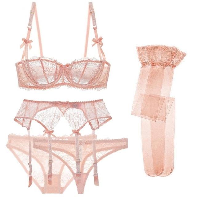 LIVC - Lingerieset Dames Kant – 5-Delig – Verleidelijke Set met Soepele Pasvorm