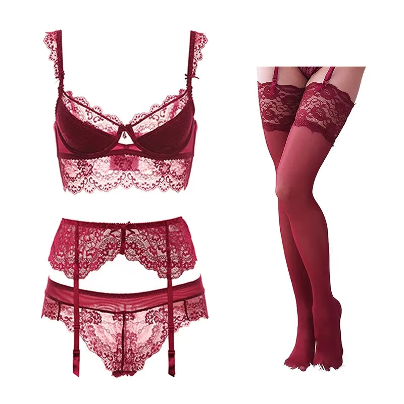 ALYSIA - Lingerieset Dames Kant – Vierdelig – Luxe Set met Comfort