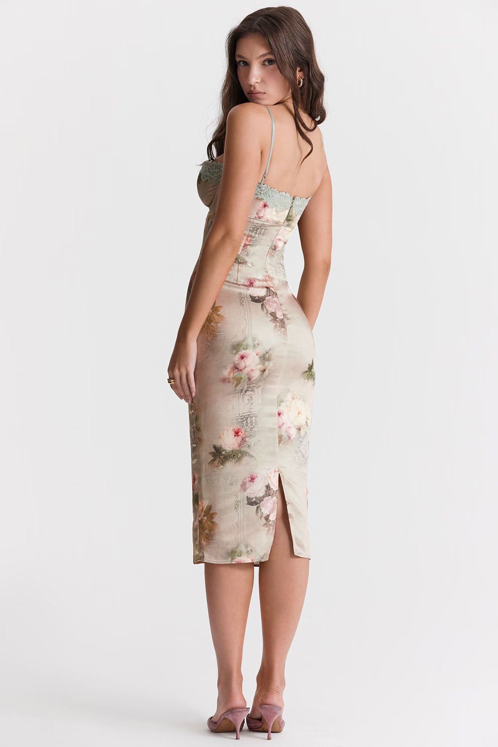 Midi Jurk Bloemenprint – Kant Zomerjurk met Split