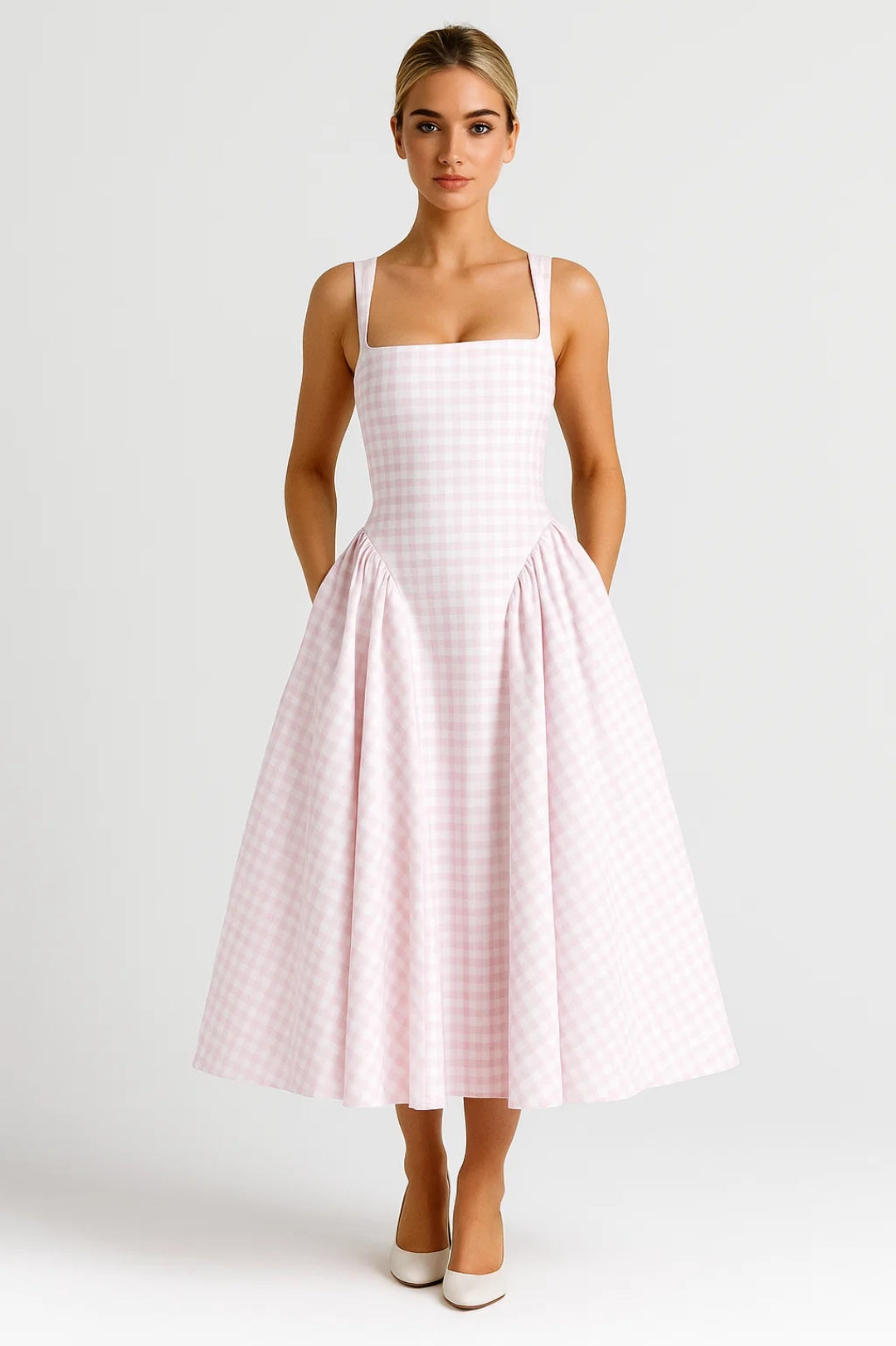 Midi Jurk Ruitprint – A-Lijn Zomerjurk Dames