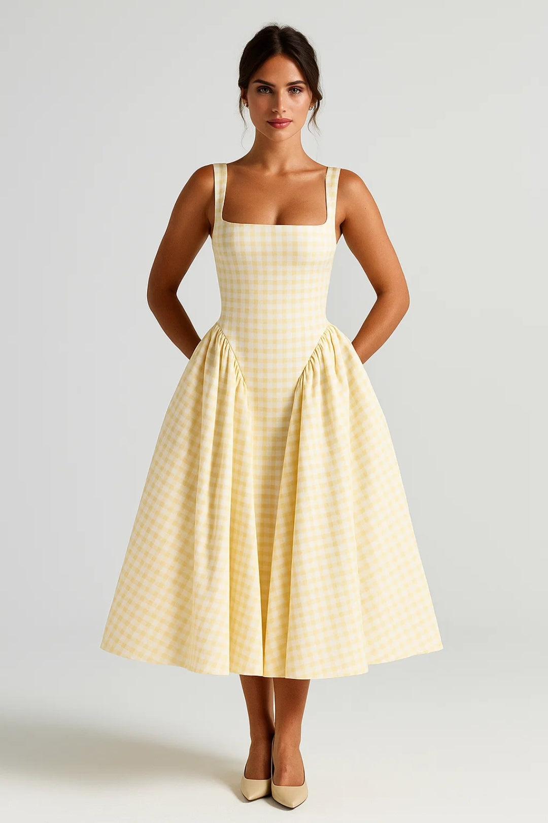 Midi Jurk Ruitprint – A-Lijn Zomerjurk Dames
