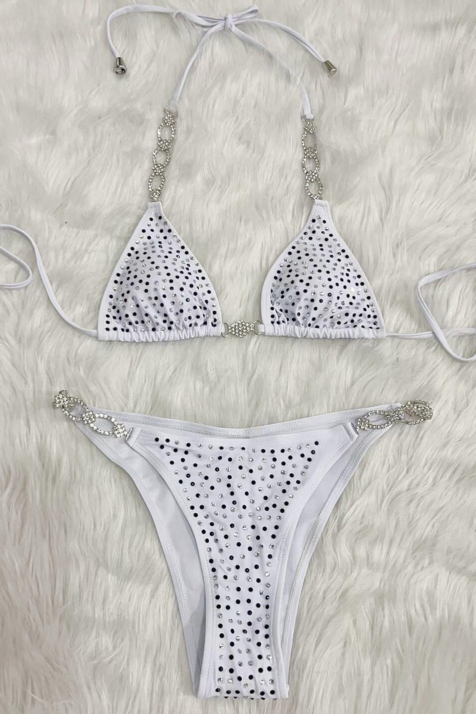 Witte Bikini Dames – Set met Glitter Details