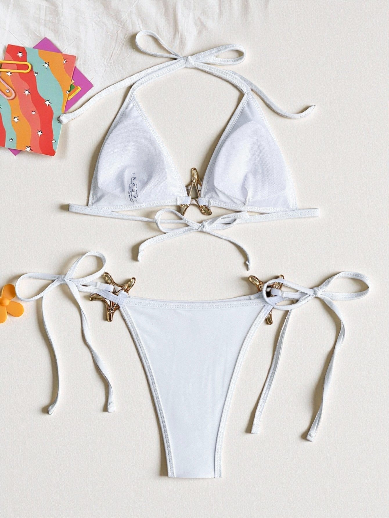 Zilver Wit Bikini Dames – Set met Pailletten en Zeester