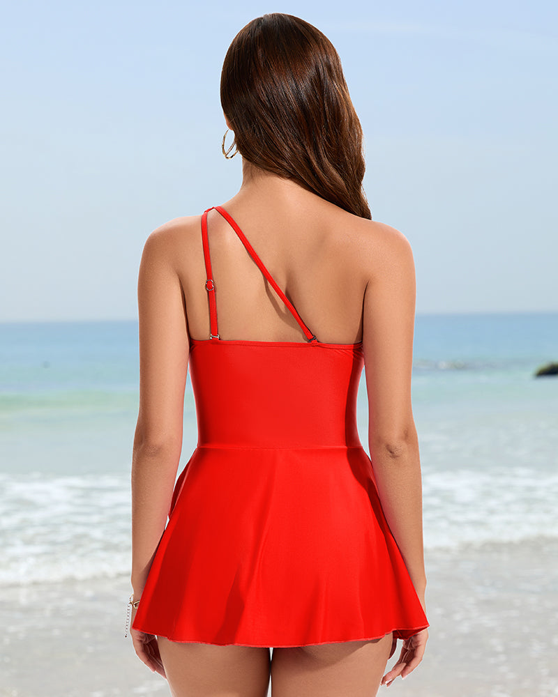 Aria Zwemjurk Dames – One-Shoulder Set met Shaping Fit