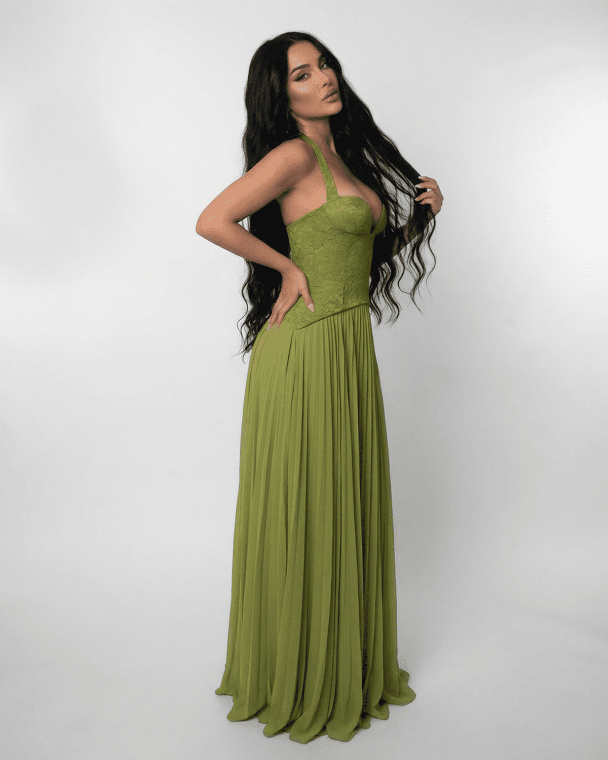 Maxi Jurk Halter met Corset Look en Vetersluiting