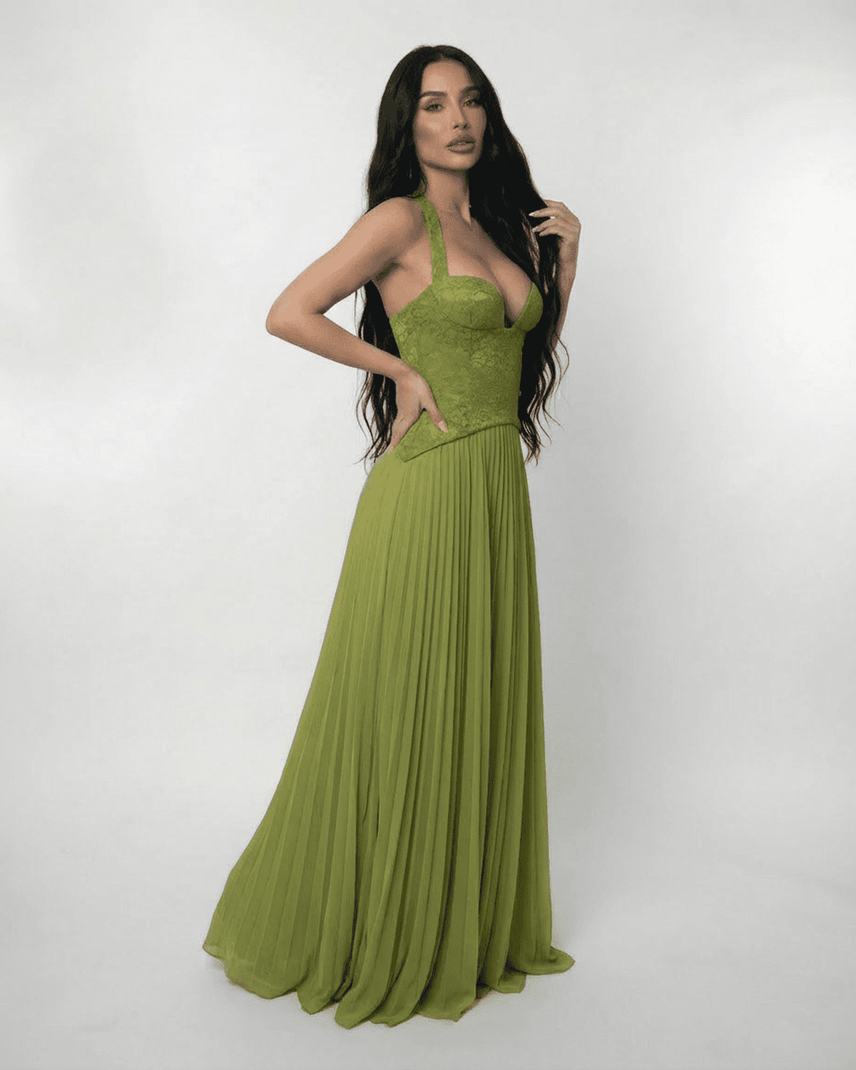 Maxi Jurk Halter met Corset Look en Vetersluiting