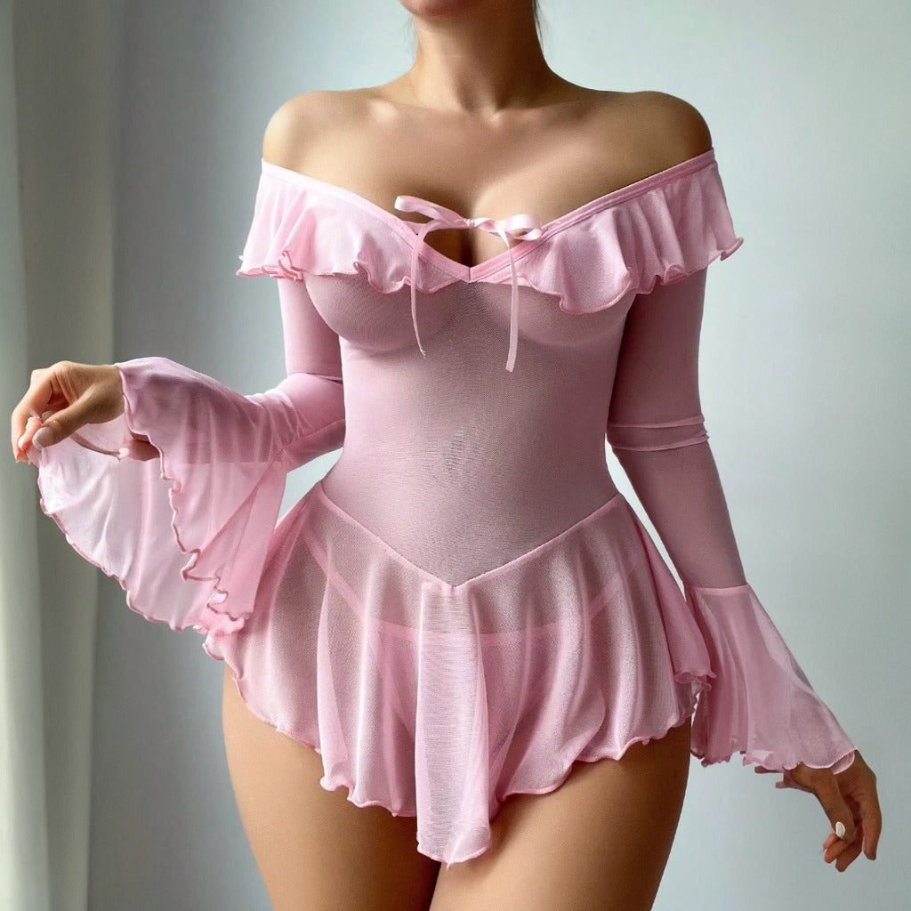 LÉONIE 2 – Nachtjurk met strikdetail | After-Dark Elegance - LivingCurves After Dark premium sleepwear