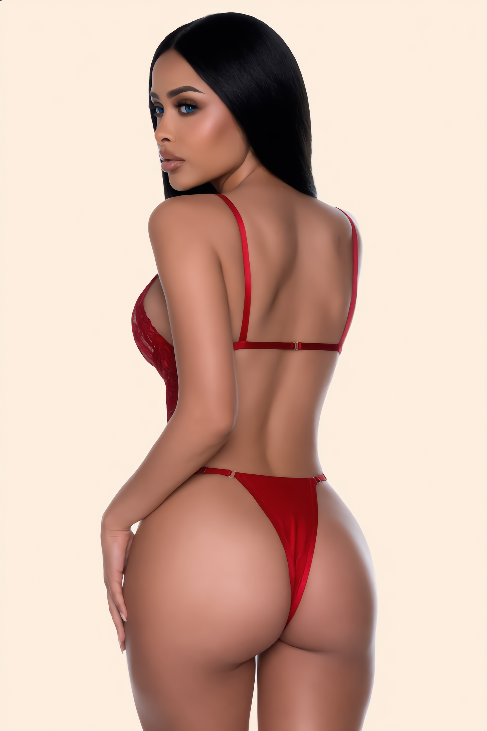 Lingerieset Dames – Rood 2-Delig Met Strik En Ketting – Verfijnde Set & Vrouwelijke Pasvorm