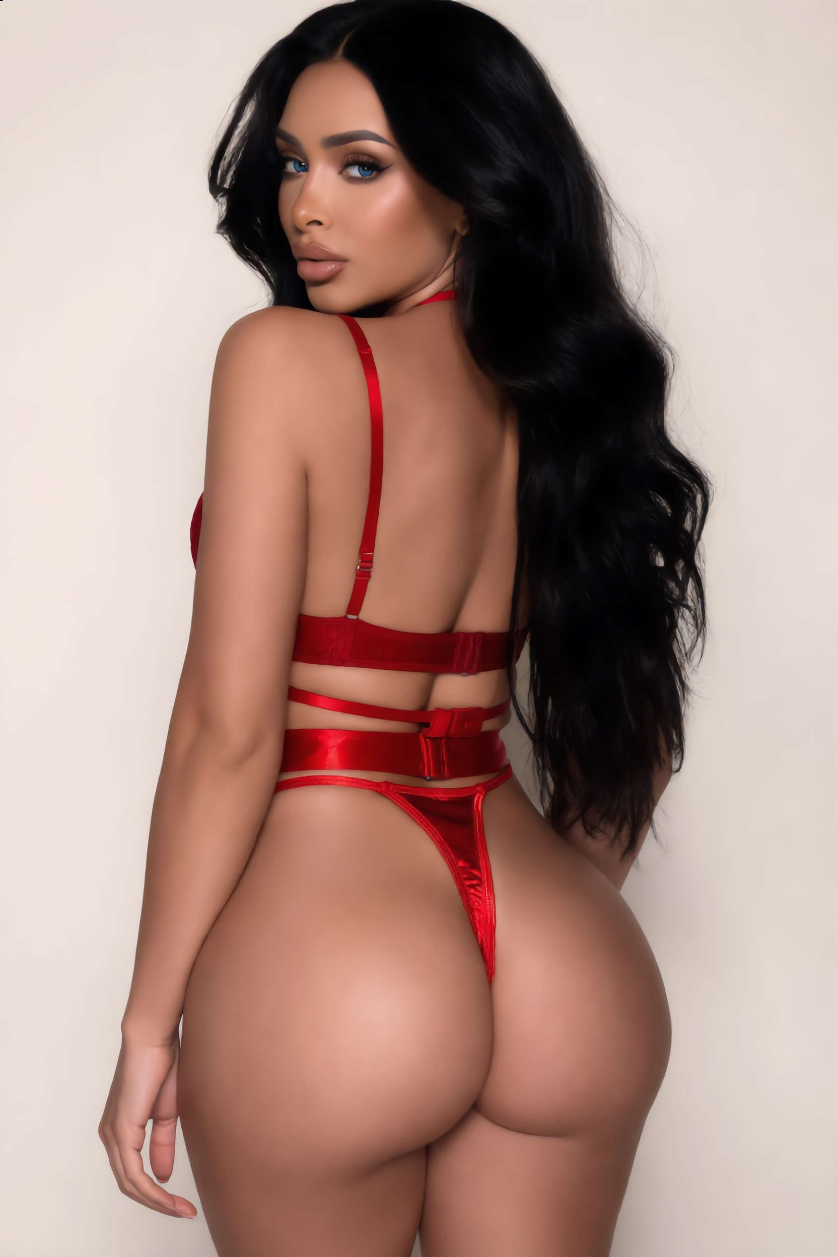 Bh Set Dames Halter – Rood 3-Delig Met Strass En Jarretels – Elegante Set met Sensuele Look