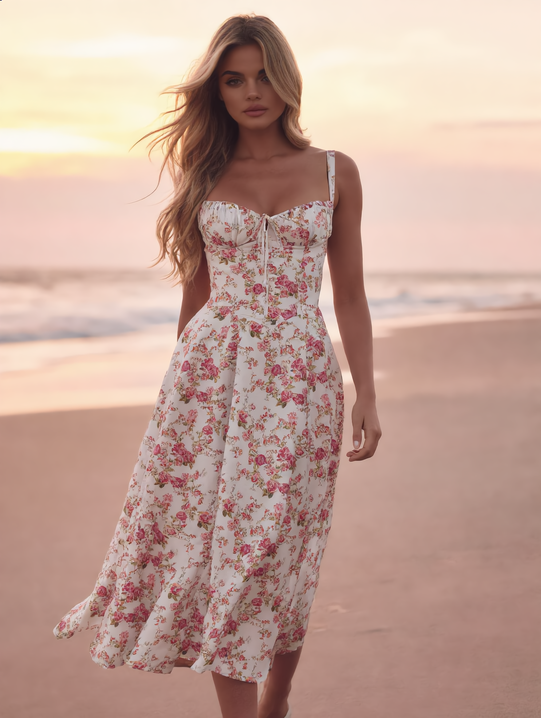 Midi Jurk Bloemenprint – Zomerjurk met Split