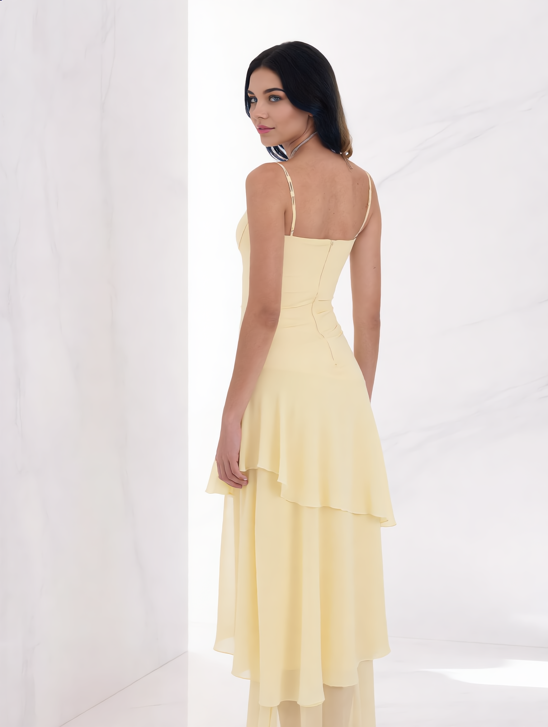 Dames Maxi Jurk | Spaghettibandjes | Gelaagde Rok Met Bustier Top