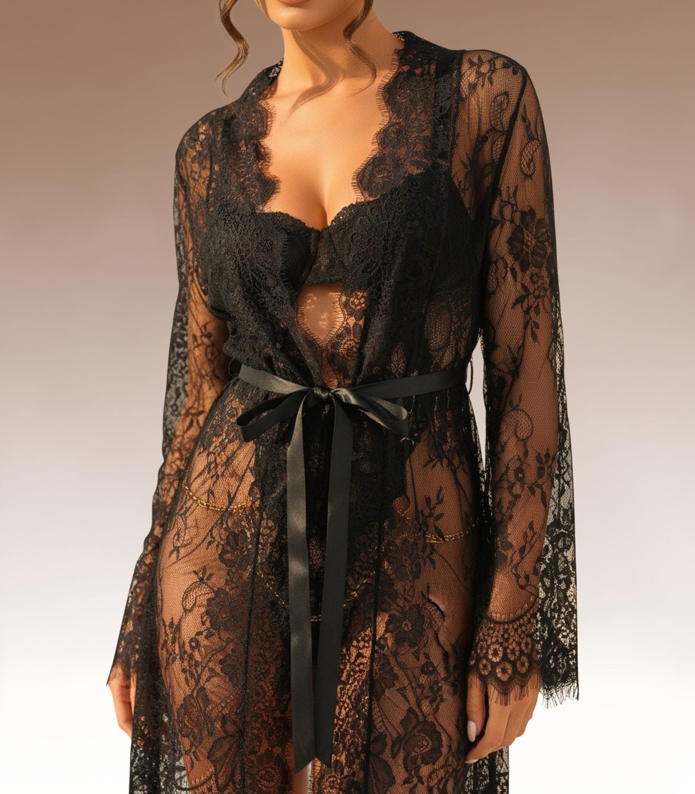 ISADORA 4 – Satijnen Kimono met kantdetail | Luxe Layering - LivingCurves After Dark premium sleepwear