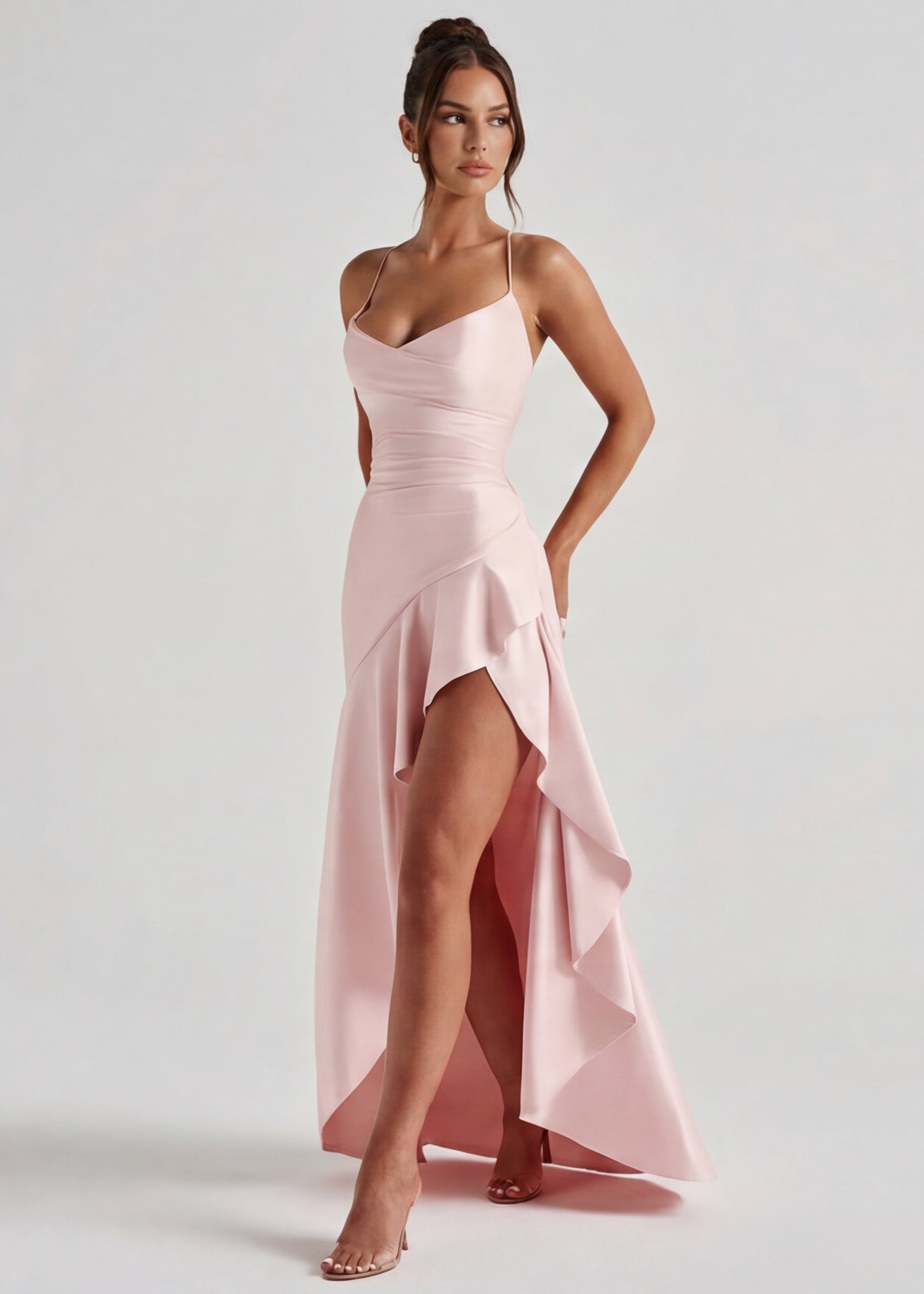 Maxi Jurk Halter met Kant en Split