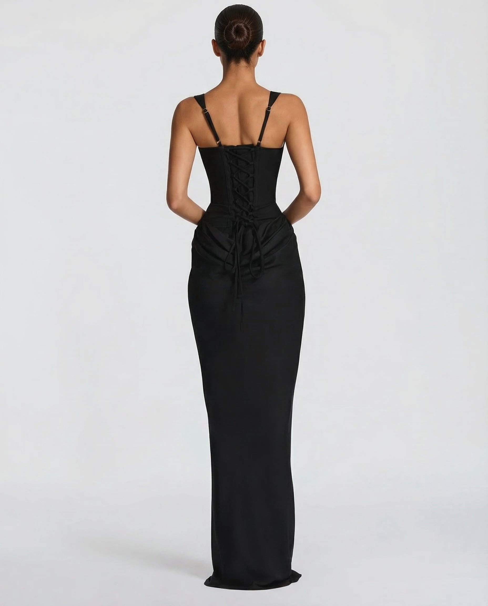 Maxi Jurk Corset Look met Vierkante Halslijn