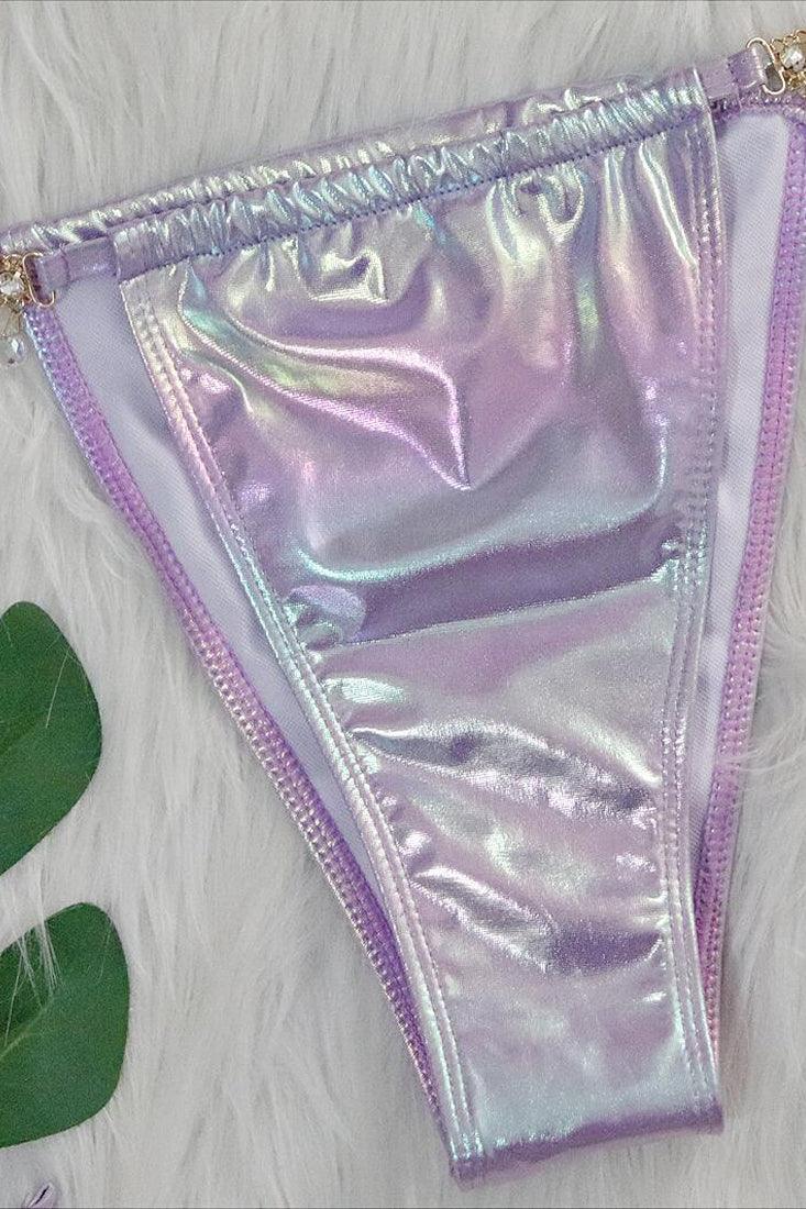 Paarse Holografische Bikini Dames – Set met Zeester