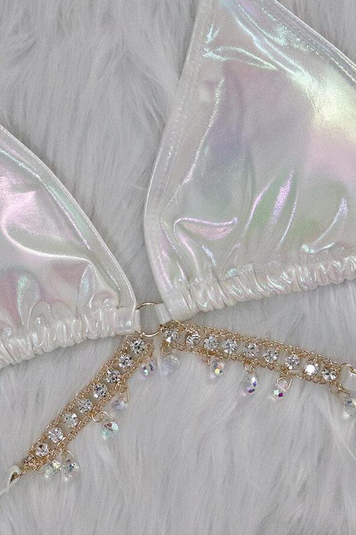 Witte Holografische Bikini Dames – Set met Zeester
