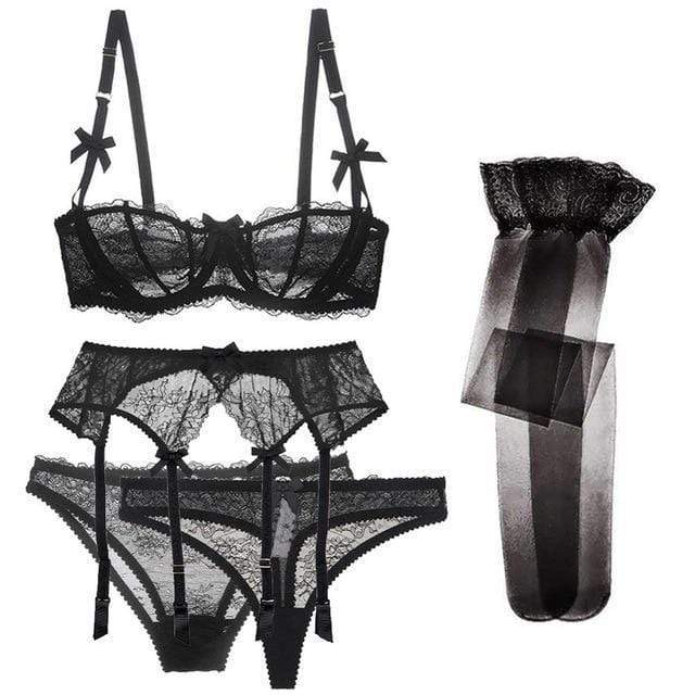 LIVC - Lingerieset Dames Kant – 5-Delig – Verleidelijke Set met Soepele Pasvorm