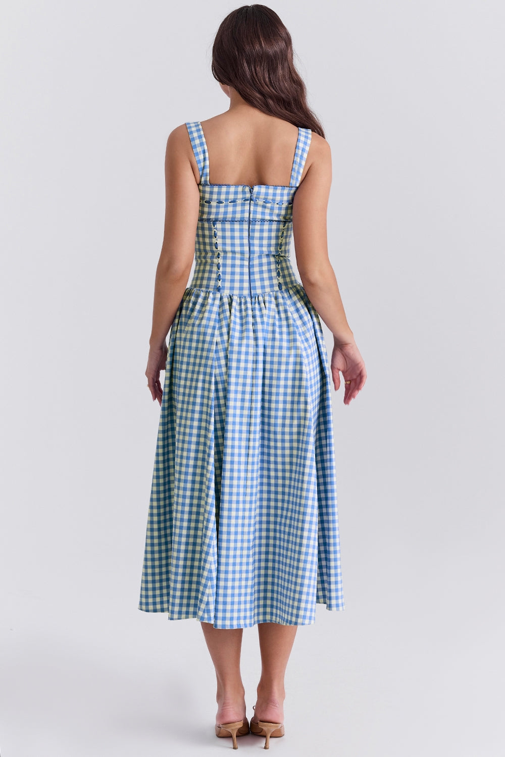 Zomerjurk Gingham – Midi Jurk met Rimpeldetail