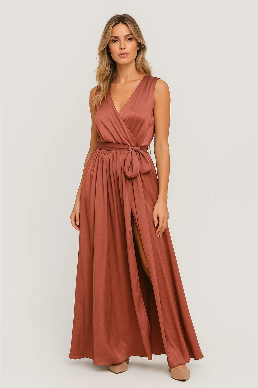Midi Jurk Hoge Hals – Plooi Zomerjurk Dames