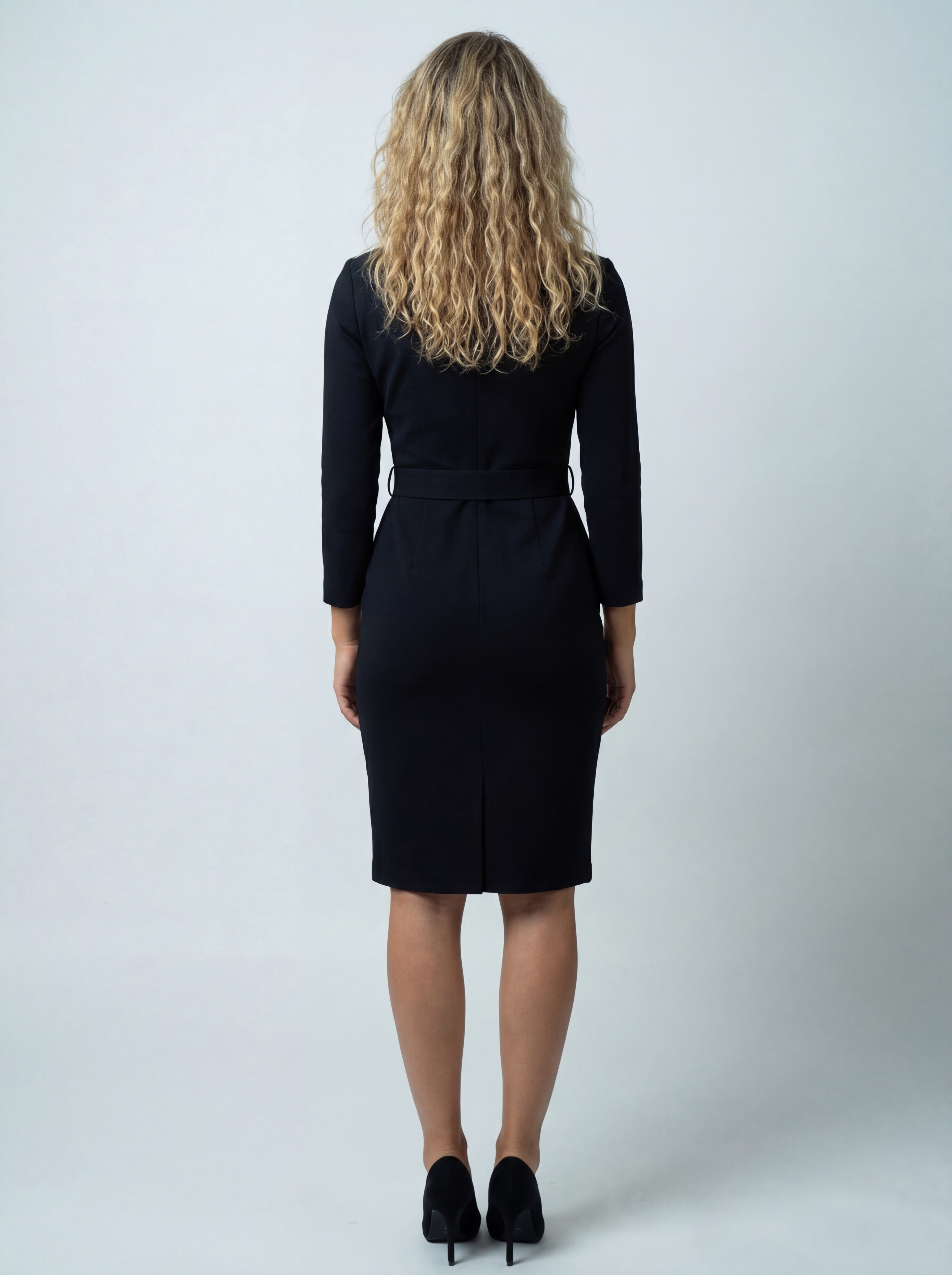 Wikkeljurk Midi met Tailleceintuur en 3/4 Mouwen