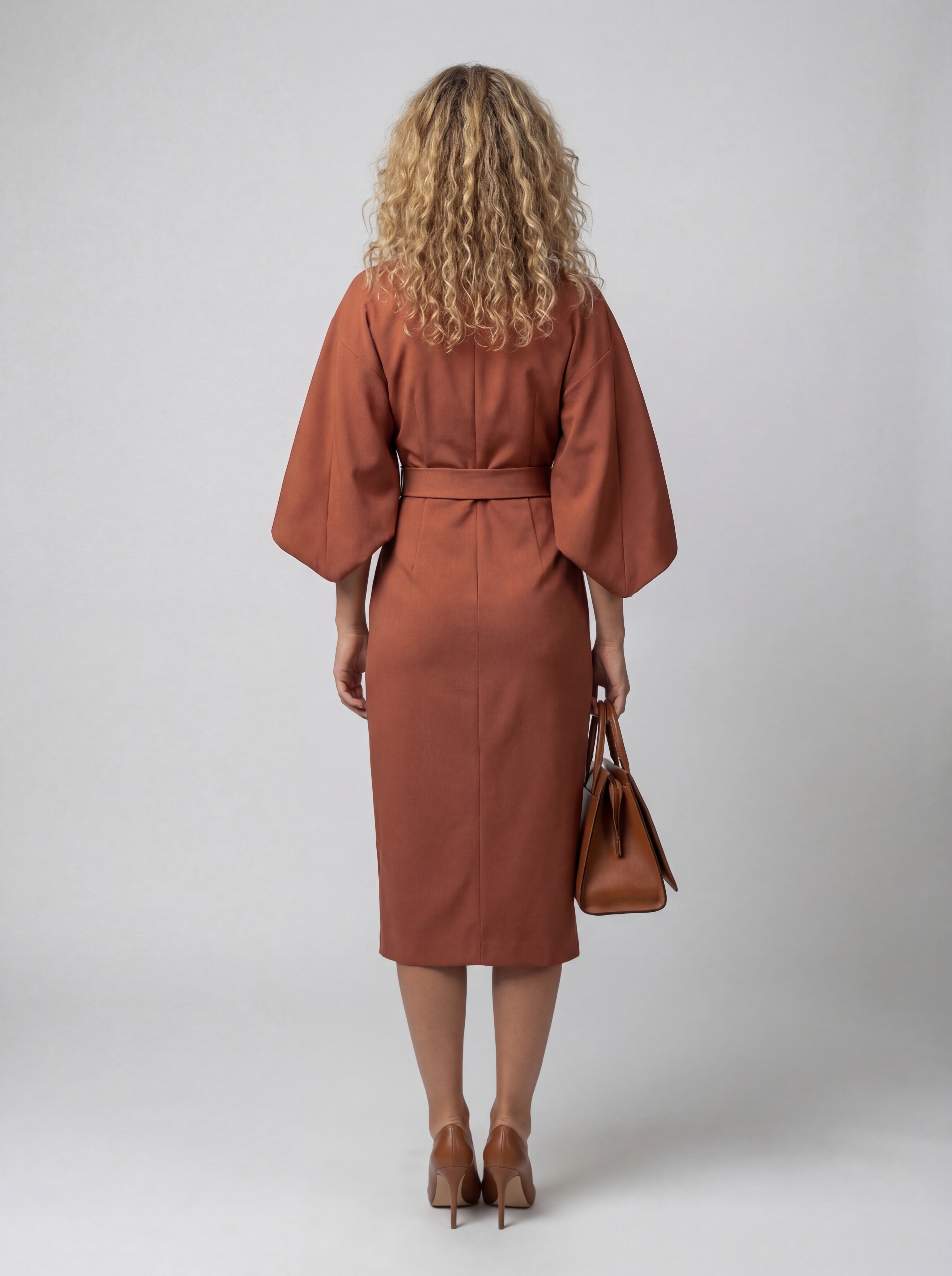 Midi Wikkeljurk Dames met Kimono Mouwen en Split