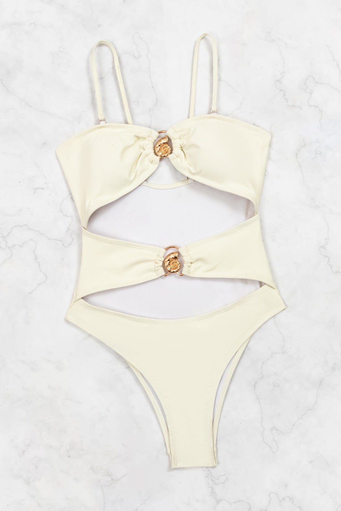 Gebroken wit bikini dames met schelpdetail – zwemkleding