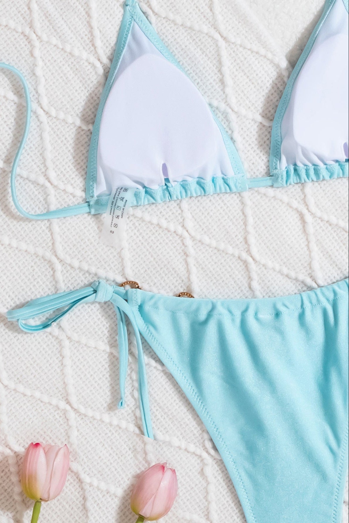 Lichtblauwe Bikini Dames – Set met Strass Gesp