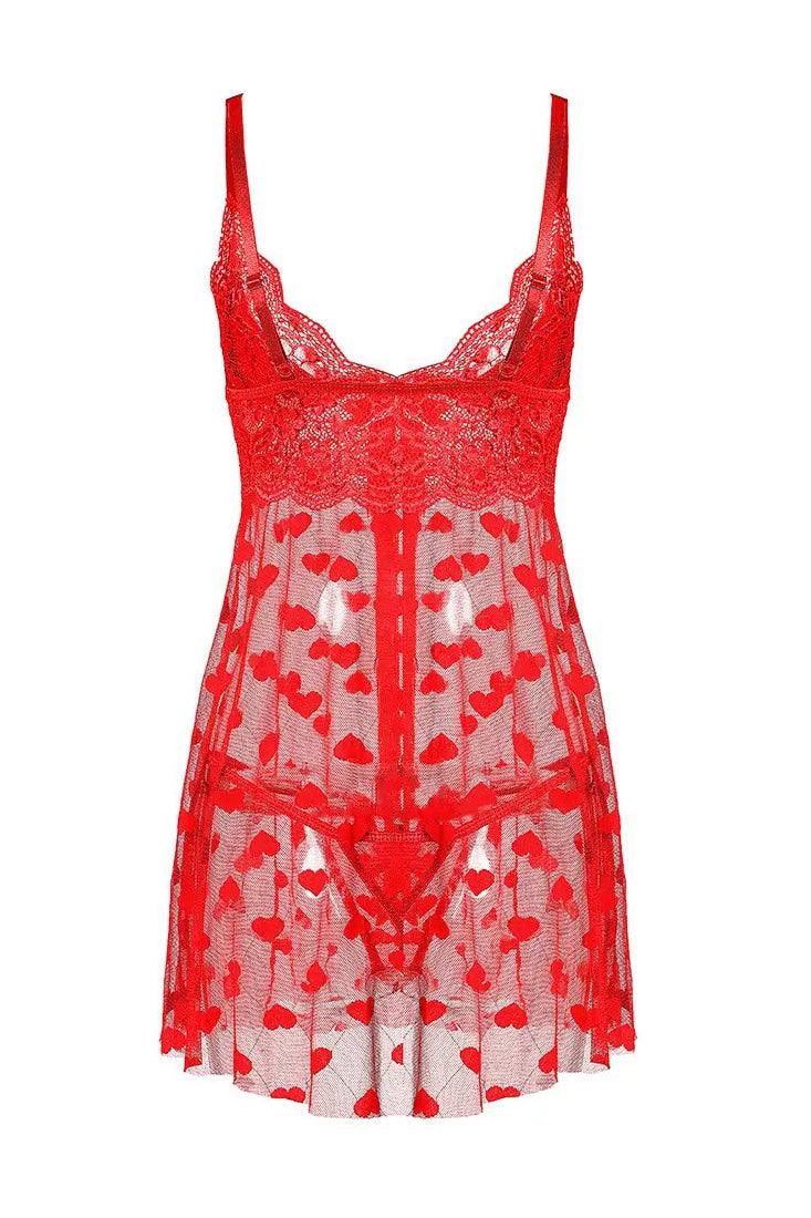 Teddy Set Dames Kant – Rood Met Mesh En String – Sensueel Design & Soepel Comfort