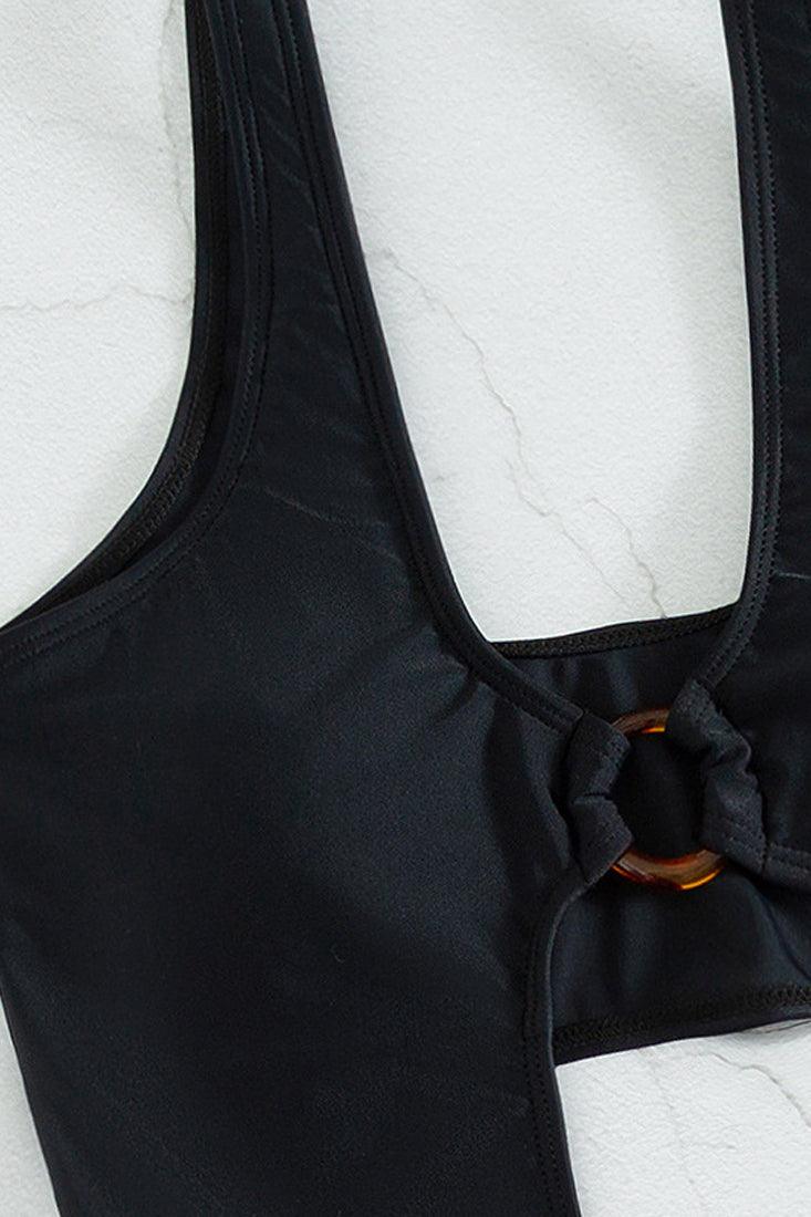 Bikini Dames Zwart – Asymmetrische Set met O-Ring