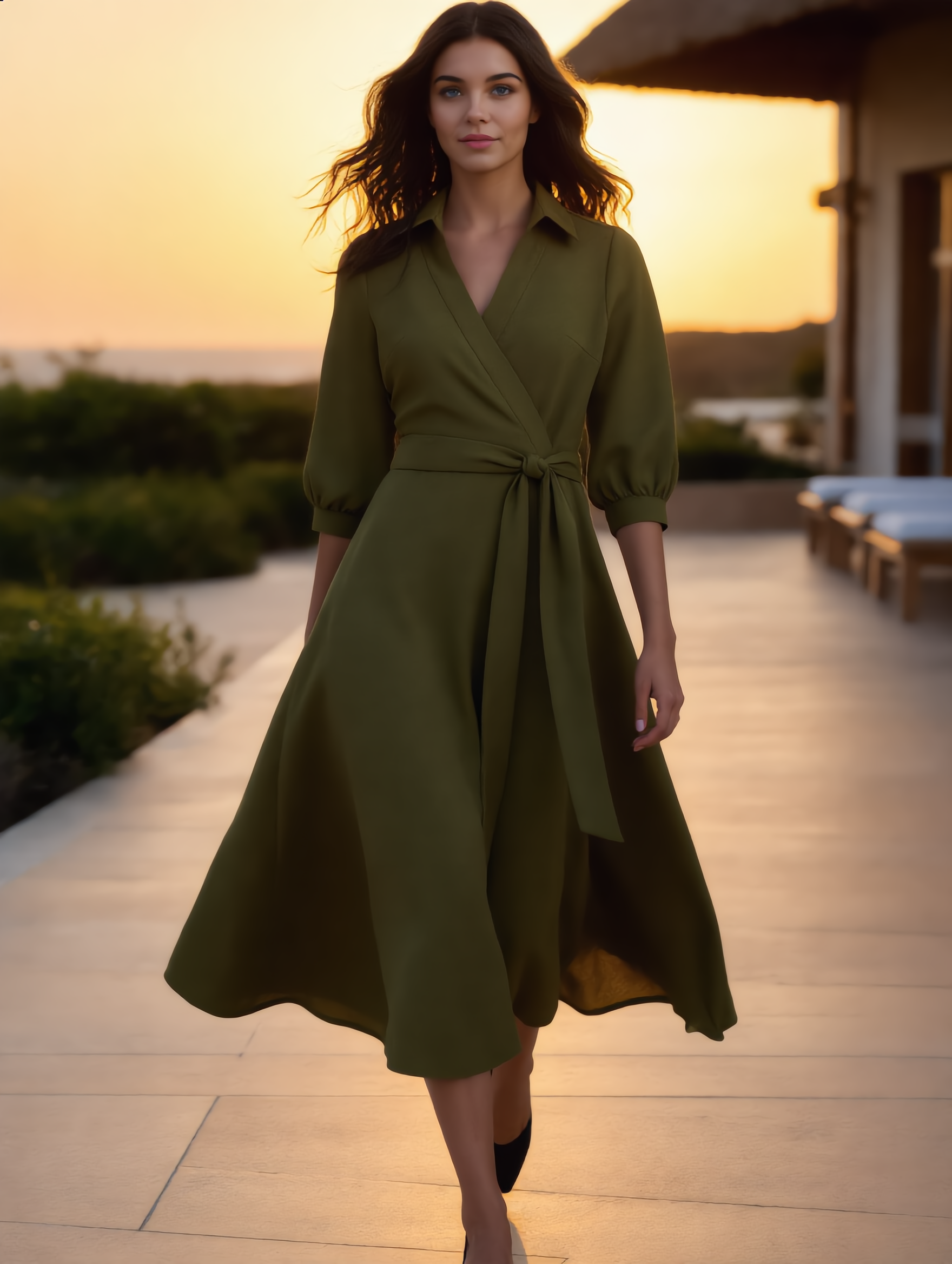 Wikkel Jurk Midi – Zomerjurk met Tailleband