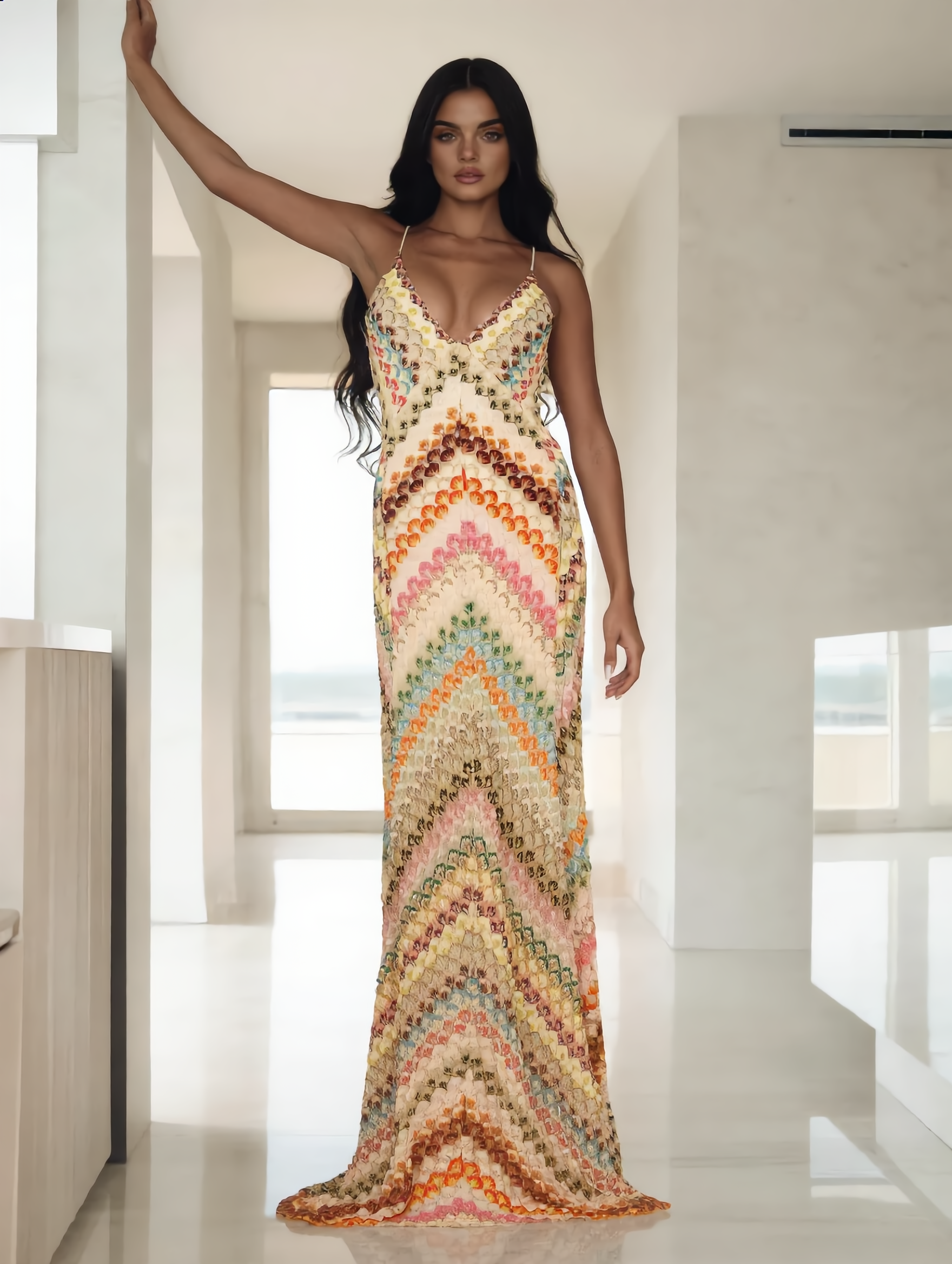 Maxi Jurk met Spaghettibandjes en Print